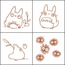 4 Rubber Stamps & Ink Pad Set 2 - Ink Color Autumn Leaf - Made in JAPAN - Totoro - Ghibli