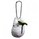 Strap Holder - Fluffy Mascot - Sho Chibi Small White Totoro holding Leaf - Ghibli - Sun Arrow