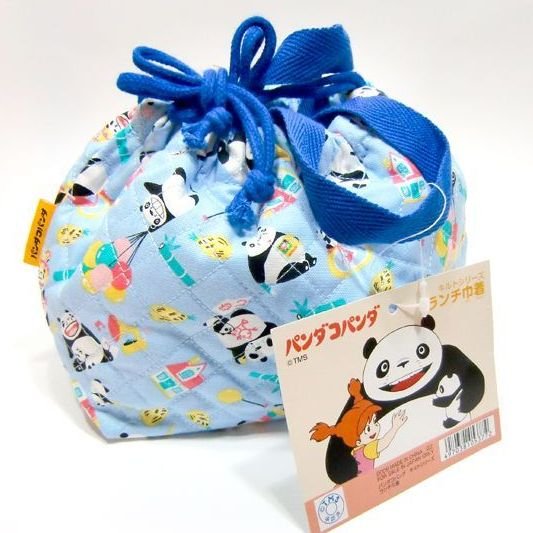 RARE - Lunch Bento Bag Kinchaku - Quilt - Panda Kopanda Go Panda Ghibli 2010 no production
