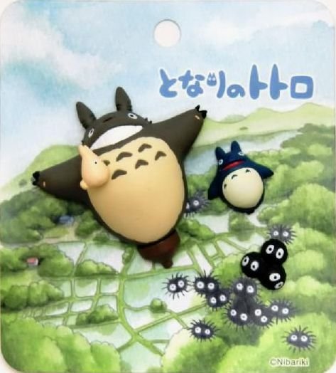 3 Mini Magnet - Sho Chibi Small White & Chu Blue & Totoro & Kurosuke Dust Bunnies - Ghibli 2010