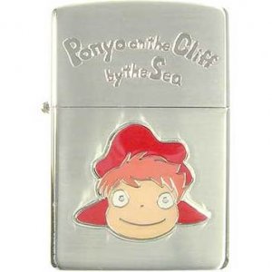 RARE 2 left - Zippo - Wooden Case - Silver Satin - Ponyo - Ghibli 2009 no  production