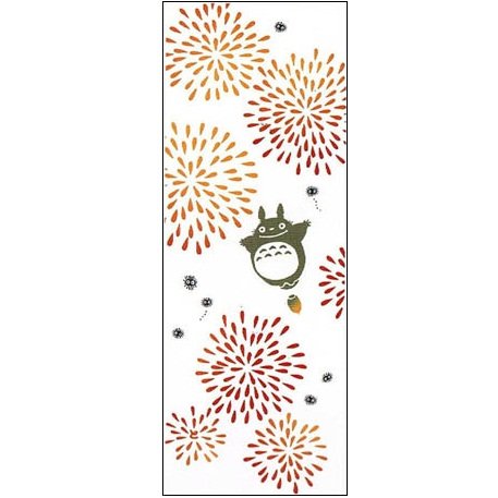 Towel Tenugui 33x90cm - Made in JAPAN - Handmade Japanese Dyed - Fireworks - Totoro Ghibli