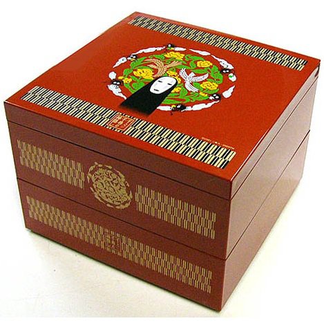 Spirited Away Dark Red 2-Layered Round Bento Lunch Box with Fork