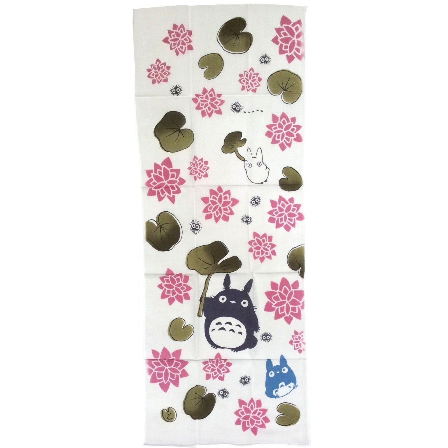 Towel Tenugui 33x90cm - Made in JAPAN - Handmade Japanese Dyed - Water Lily - Totoro Ghibli 2013