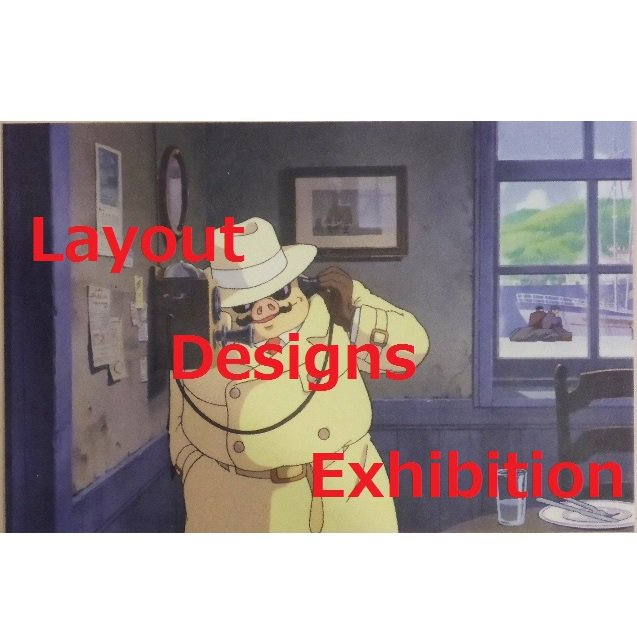 RARE 1 left - Postcard - Layout Designs Exhibition - Porco Rosso Ghibli no production