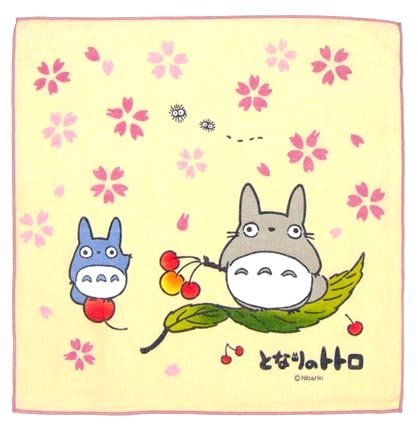 RARE 1 left - Handkerchief 29x29cm - Made in JAPAN Sakura Cherry Blossom Totoro Ghibli no production