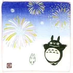 RARE 2 left - Handkerchief 21.5x21.5cm - Made in JAPAN - Gauze Summer Fireworks - Totoro no product