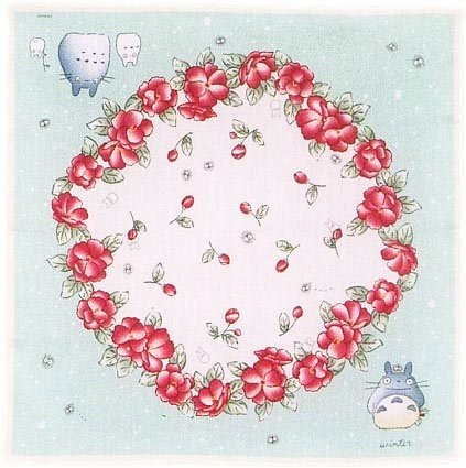 RARE 1 left- Big Handkerchief 48x48cm Made in JAPAN Hand Dyed Winter Flower Totoro Ghibli no product
