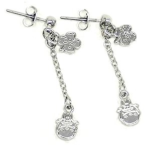 RARE 1 left - Pierced Earrings - Zinc Alloy - Totoro & Clover - Ghibli - 2015 - no production