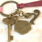 RARE - Key Ring - Alphabet T - 3 Charms Colored Stone - Kiki's Delivery Service 2015 no production