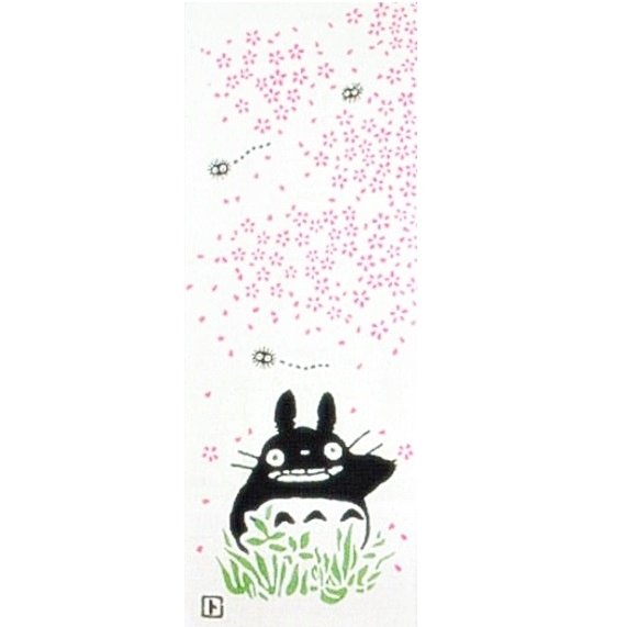 Towel Tenugui 33x90cm - Made in JAPAN - Handmade Japanese Dyed - Sakura - Totoro Ghibli