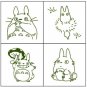 4 Rubber Stamps & Ink Pad Set 6 - Ink Color Olive Green - Made in JAPAN - Totoro - Ghibli 2016