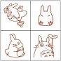 4 Rubber Stamps & Ink Pad Set 7 - Ink Color Autumn Leaf - Made in JAPAN - Totoro - Ghibli 2016