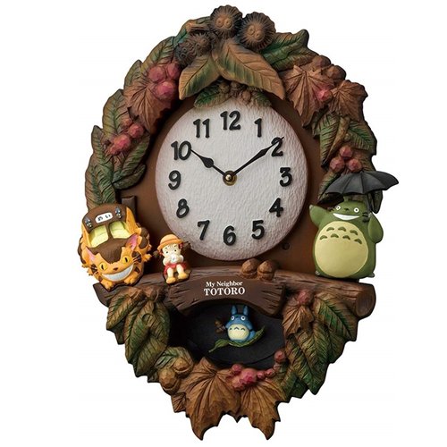 Wall Clock - Music Box - Quartz - Mei & Nekobus Catsbus & Chu Blue & Totoro - Ghibli 4MJ429-M06