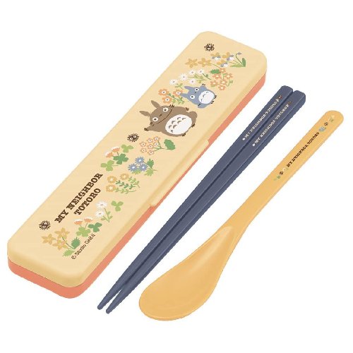 RARE - Spoon & Chopsticks in Case - 18cm - Made in JAPAN - Flower - Totoro Ghibli 2016 no product