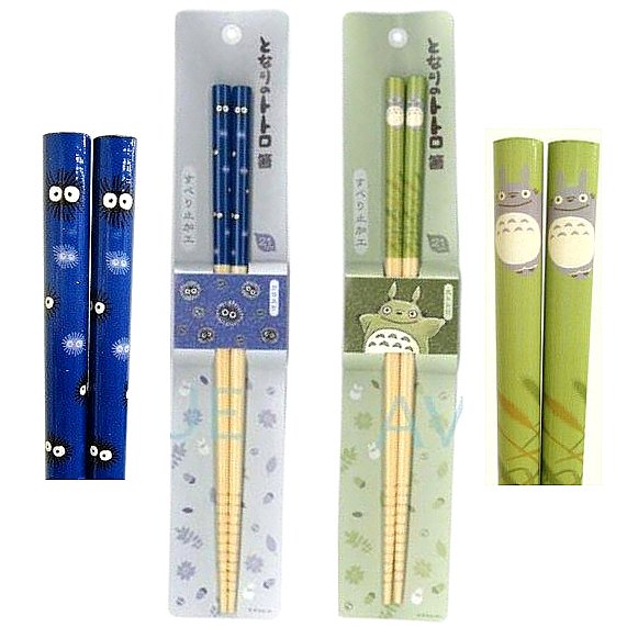 RARE 1 set left - Chopsticks - Natural Bamboo Blue Kurosuke Dust Bunnies Totoro Ghibli no product
