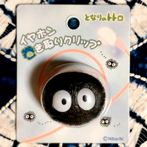 RARE 1 left - Clip for Earphones Wire - Kurosuke Dust Bunny - Totoro - Ghibli - 2010 no production