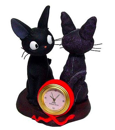RARE 1 left - Mini Clock - Quartz - Jiji & Plush Doll - Kiki's Delivery Service Ghibli no production