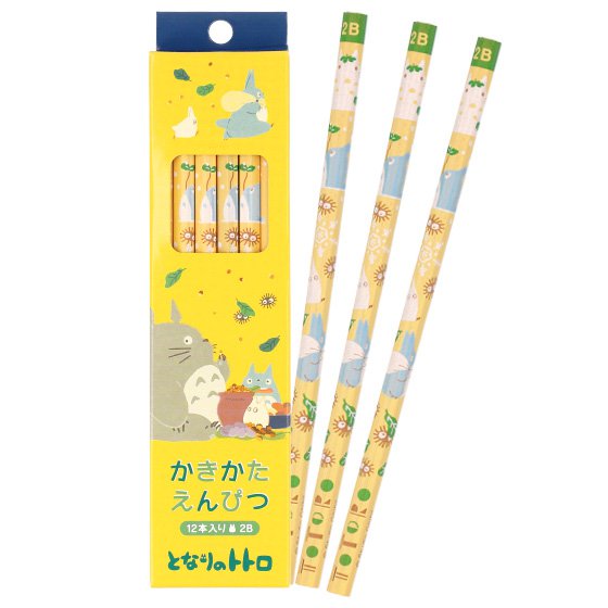 12 Pencil Set - Made in JAPAN - 2B  Wooden Hexagon Shape - Totoro - Ghibli 2019