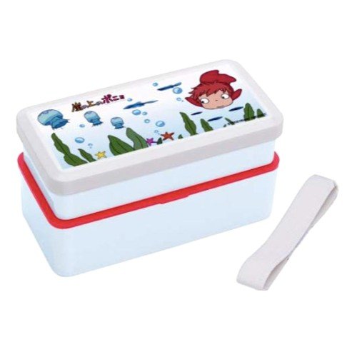 RARE 1 left - 2 Tier Lunch Bento Box & Belt - Made JAPAN dishwasher microwave Ponyo 2008 no product