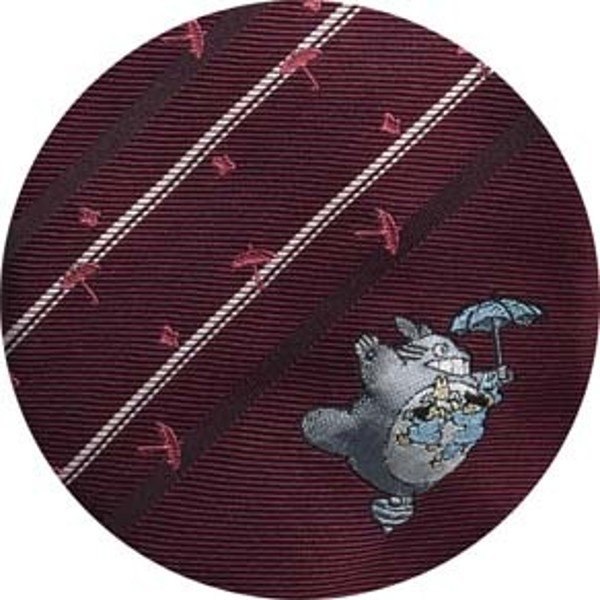 Necktie - Silk - Made in JAPAN - Jacquard - Wine - Umbrella Stripe - Totoro - Ghibli