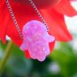 Pink  ( Rose ) Hamsa Pendant  925 St Silver Chain  Evil Eye   Kaballah