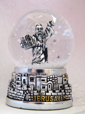 Jerusalem snow globe Moses with  Ten Commandments