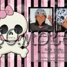 Pink Skull Theme Photo Birthday Invitations -- You Print