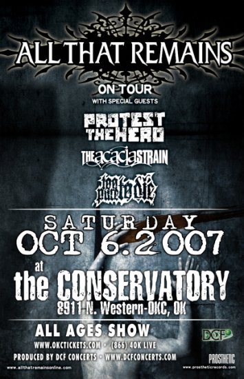 ALL THAT REMAINS concert poster PROTEST THE HERO