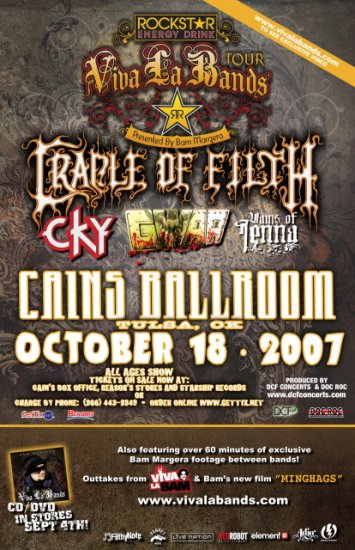 CRADLE OF FILTH rare GWAR concert poster Vains of Jenna collectible