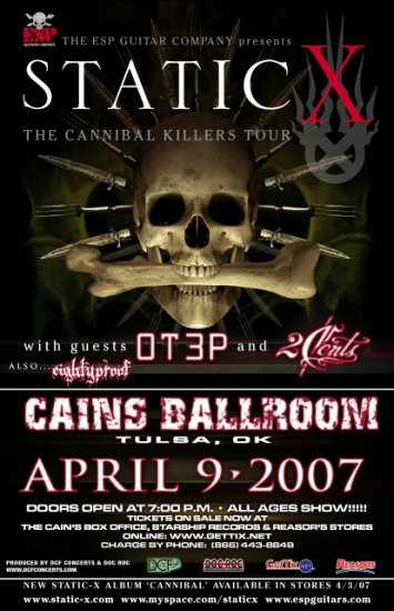 STATIC X rare OTEP concert poster 2 CENTS eightyproof collectible