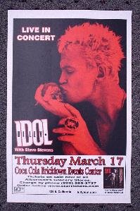BILLY IDOL rare promotional CONCERT poster Collectible