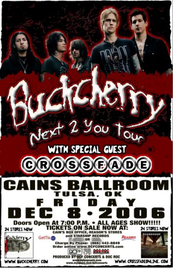 BUCKCHERRY rare CONCERT poster CROSSFADE Collectible