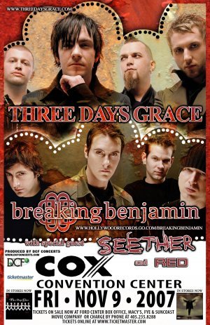 THREE DAYS GRACE breaking benjamin CONCERT poster collectible