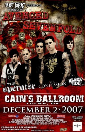 AVENGED SEVENFOLD perator Promotional CONCERT POSTER