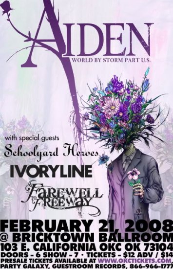 Aiden with Schoolyard Heroes & Ivoryline & Farewell to Freeway 11" x 17" Concert Poster