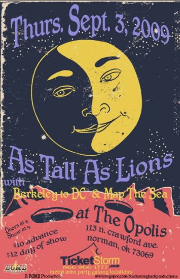As Tall As Lions with Berkeley to DC & Map the Sea 11" x 17" Concert Poster