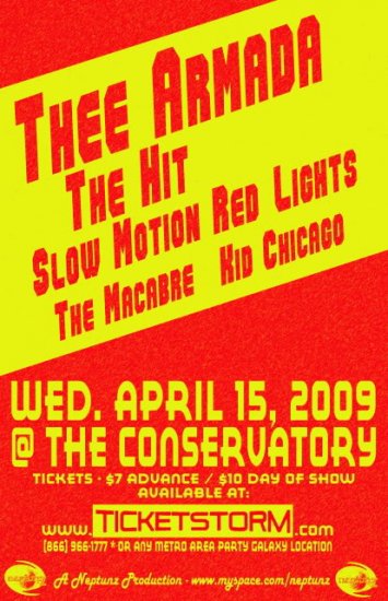 Thee Armada with The Hit & Slow Motion Red Lights & Kid Chicago 11" x 17" Concert Poster