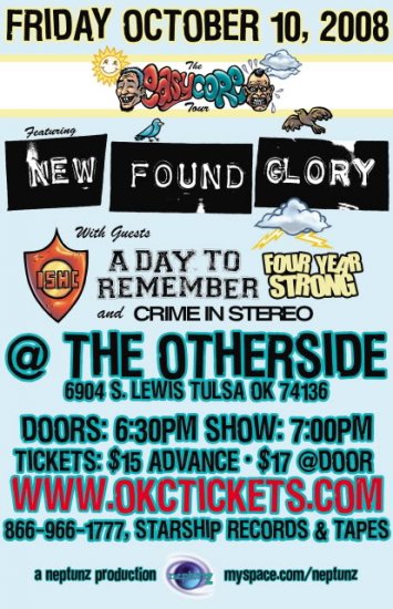 New Found Glory with A Day To Remember & Crime in Stereo 11" x 17" Concert Poster