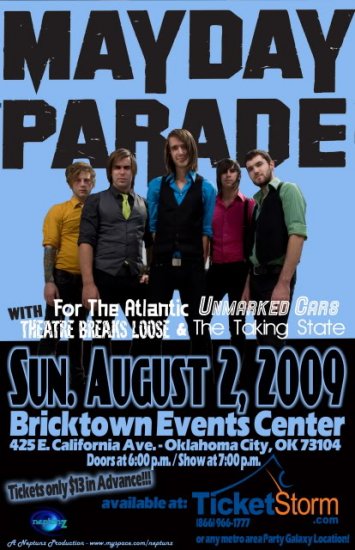 MayDay Parade with For the Atlantic & Unmarked Cars & Taking State 11" x 17" Concert Poster
