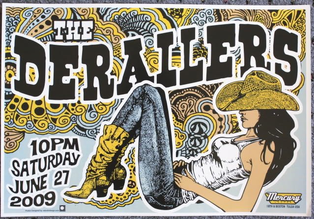 The Derailers promotional Thom Self 13" x 19" Concert Poster