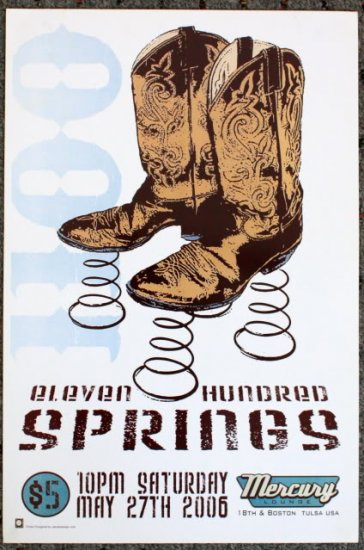 Eleven Hundred Springs promotional Thom Self 13" x 19" Concert Poster