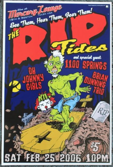 Rip Tides with 1100 Springs promotional Thom Self 13" x 19" Concert Poster