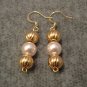 #72  Fluted Gold and Glass Pearl Earrings