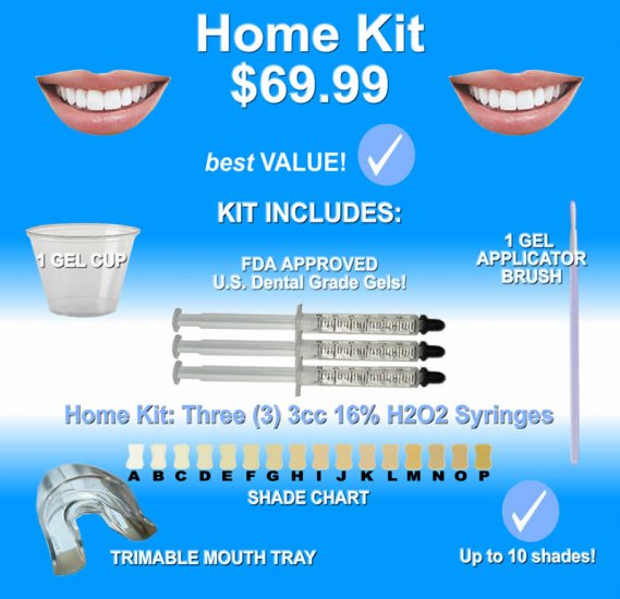 PROFESSIONAL TEETH WHITENING KIT w/ Dental Grade Gel