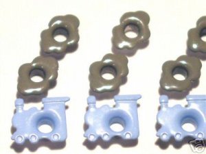 Blue Train with Smoke Eyelets - Embellishments Scrapbook Paper Art Craft Holiday Cards Tags Supplies