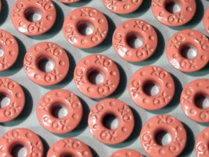 Round XO Pink Eyelets - Embellishments Scrapbook Paper Art Craft Holiday Cards Tags Piecing Supplies