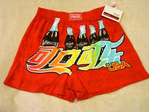 NEW Mens Coca-Cola COKE Boxers MEDIUM Sleep Shorts M 32-34