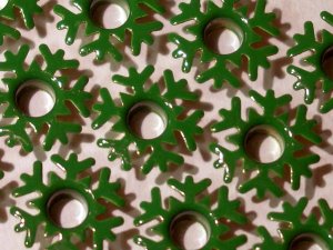 Green SNOWFLAKE Eyelets - Embellishments Scrapbooking Paper Arts Crafts Holiday Cards Tags Supplies