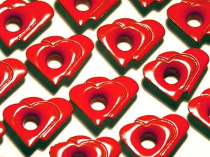 DOUBLE HEART Red Eyelets - Embellishments Scrapbook Paper Arts Craft Holiday Card Tag Piecing Supply
